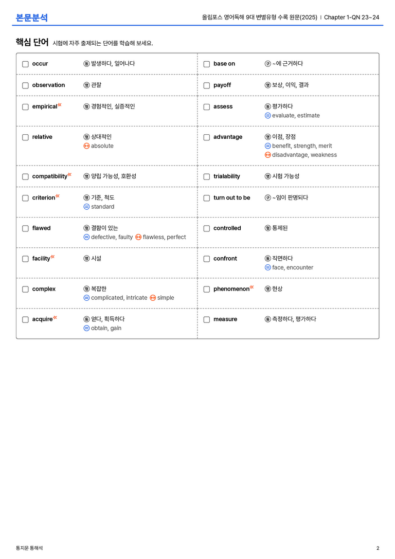 올림포스 영어독해 9대 변별유형 수록 원문(2025) Chapter 1-QN 23~24 본문분석_preview_2