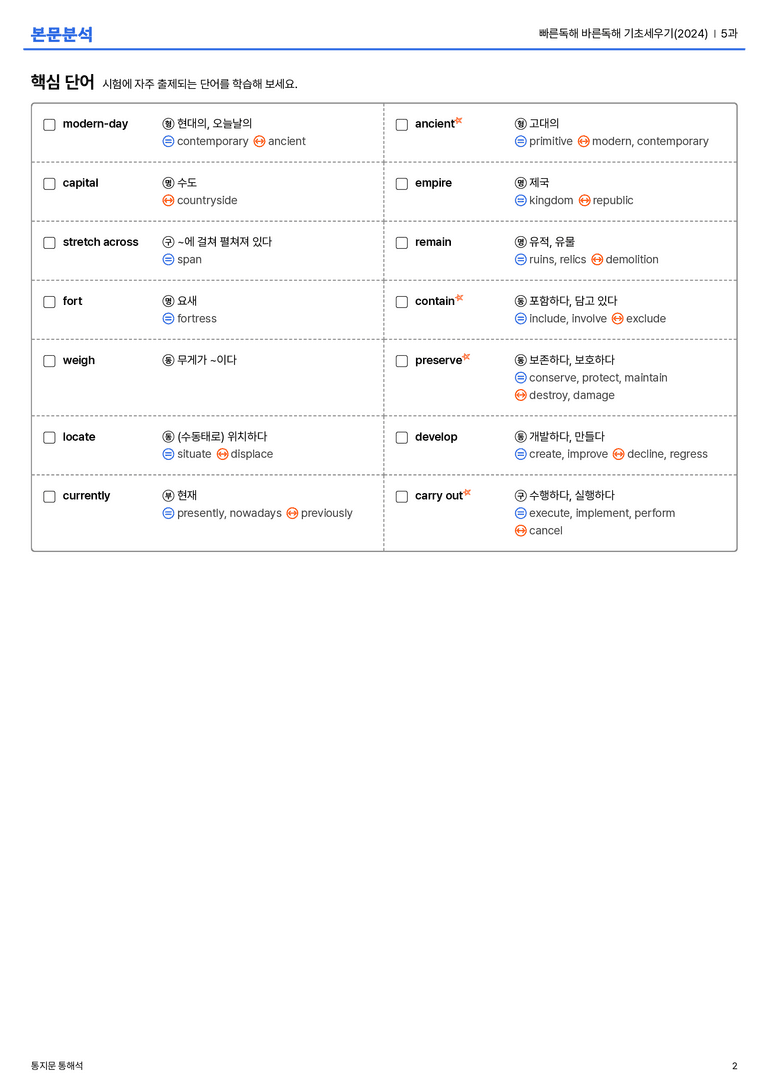  빠른독해 바른독해 기초세우기(2024) 5과 본문분석_preview_2