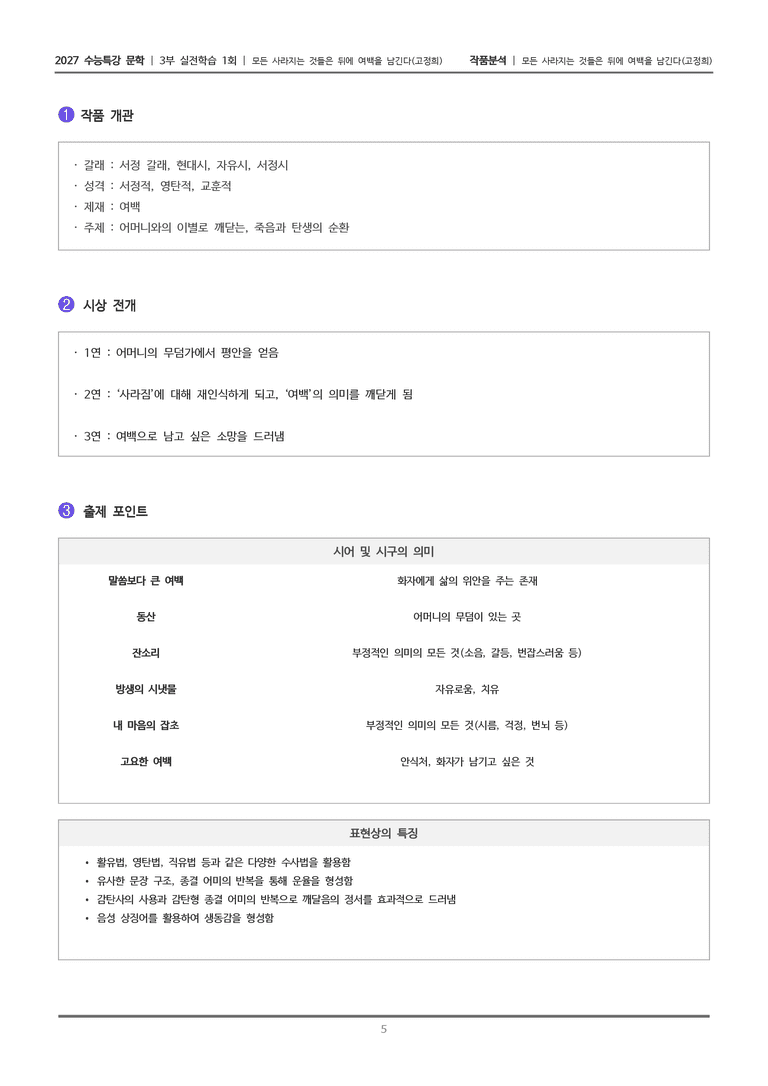 [2027 수능특강 문학] 실전학습 1회 모든 사라지는 것들은 뒤에 여백을 남긴다_작품분석_preview_5