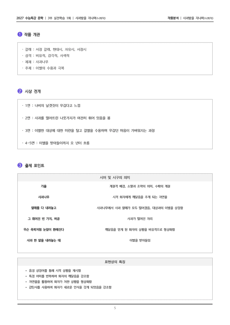 [2027 수능특강 문학] 실전학습 1회 사과밭을 지나며_작품분석_preview_5