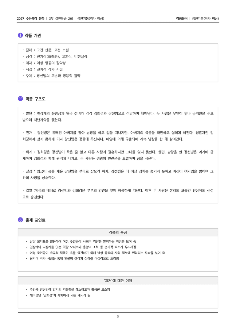 [2027 수능특강 문학] 실전학습 2회 금환기봉_작품분석_preview_5