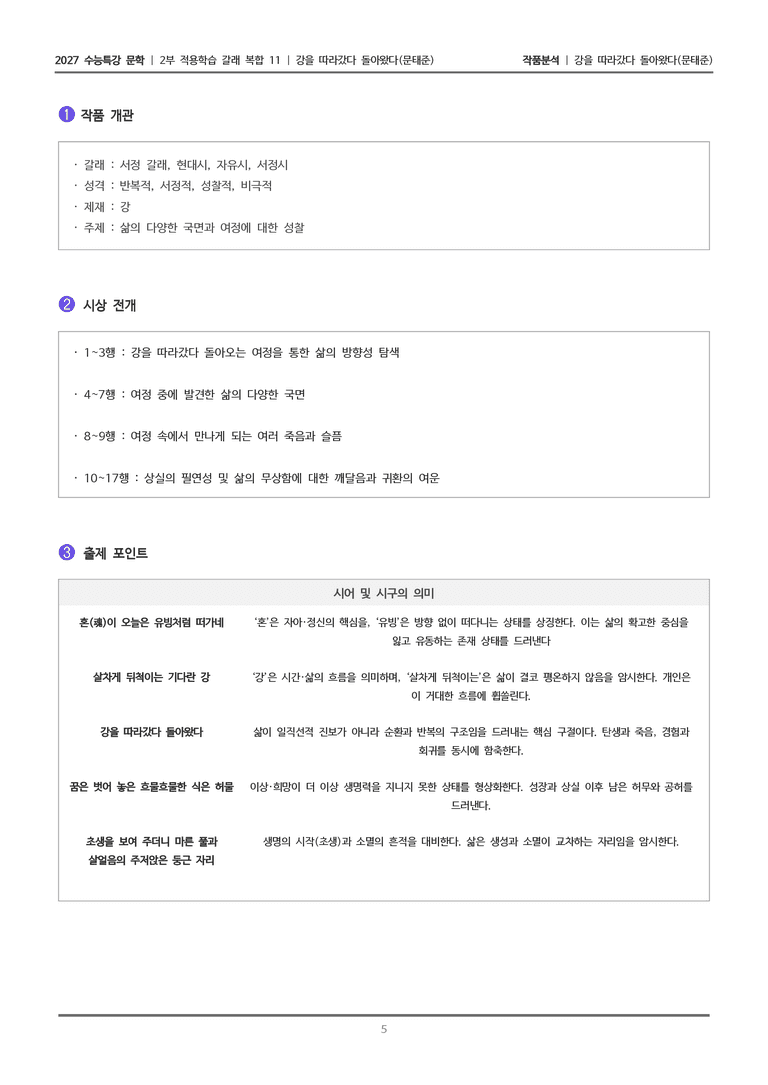 [2027 수능특강 문학] 적용학습 갈래복합 11 강을 따라갔다 돌아왔다_작품분석_preview_5