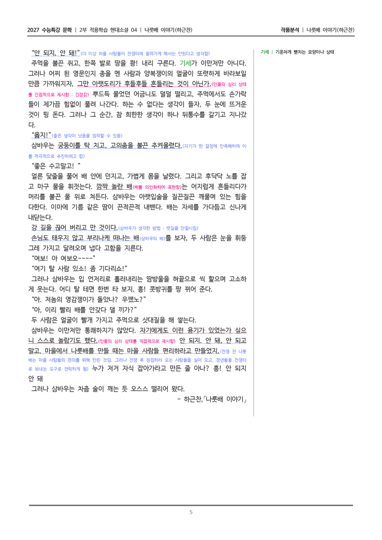 [2027 수능특강 문학] 적용학습 현대소설 04 나룻배 이야기_작품분석_preview_5