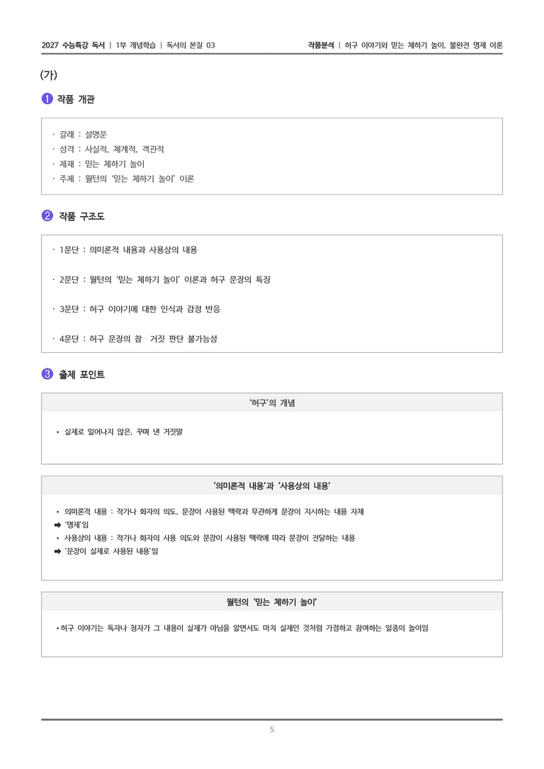 [2027 수능특강 독서] 개념학습 03 허구 이야기와 믿는 체하기 놀이, 불완전 명제 이론_작품분석_preview_5