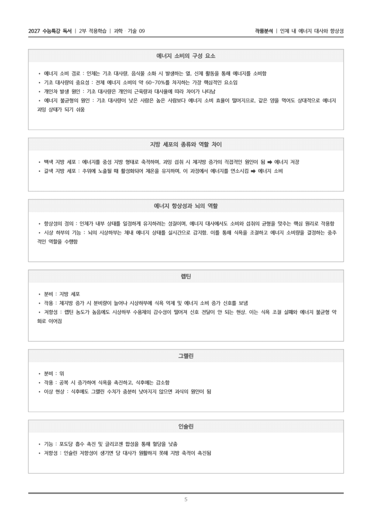 [2027 수능특강 독서] 적용학습 과학기술 09 인체 내 에너지 대사와 항상성_작품분석_preview_5