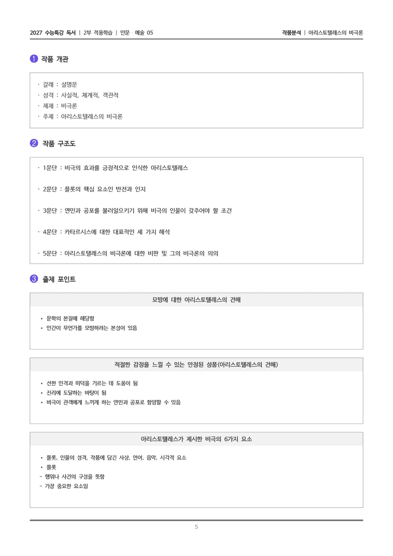[2027 수능특강 독서] 적용학습 인문예술 05 아리스토텔레스의 비극론_작품분석_preview_5