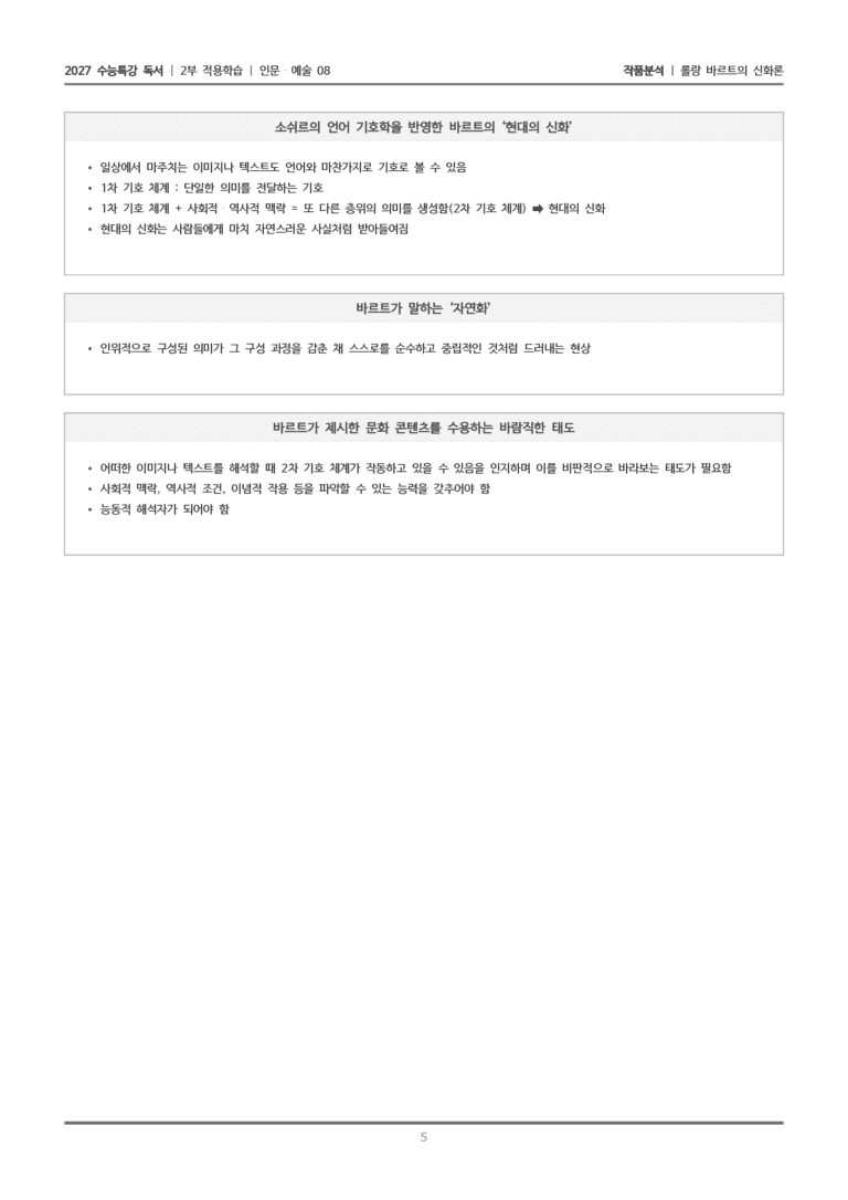 [2027 수능특강 독서] 적용학습 인문예술 08 롤랑 바르트의 신화론_작품분석_preview_5