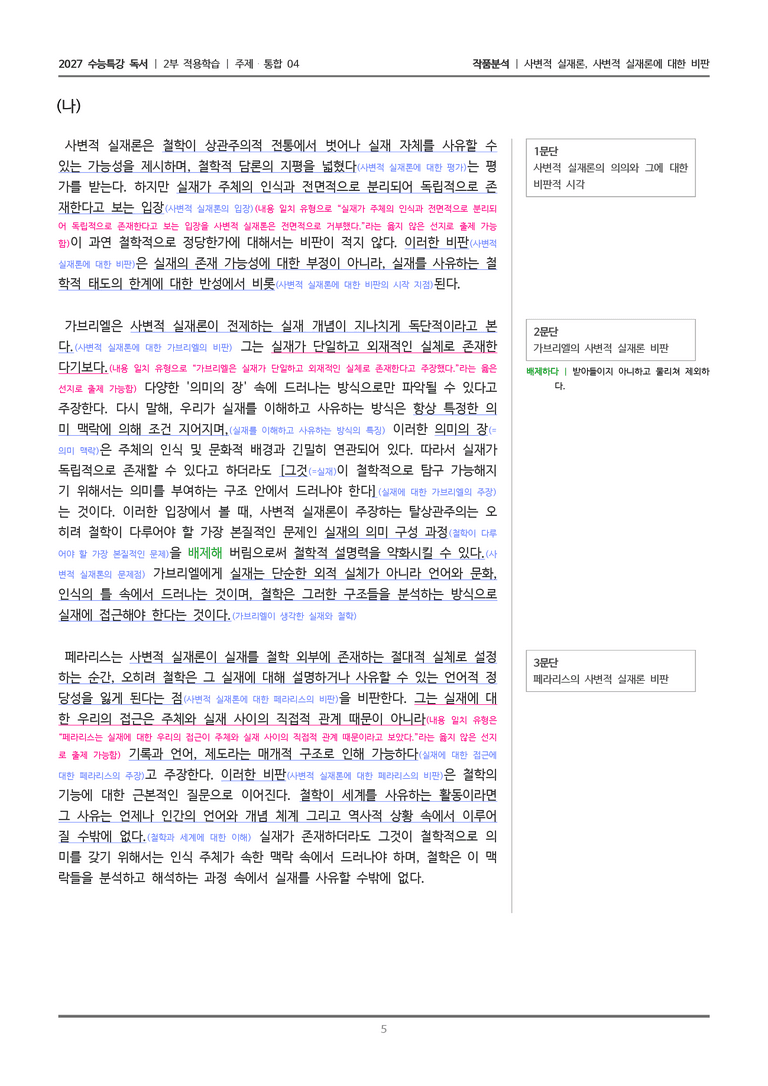 [2027 수능특강 독서] 적용학습 주제통합 04 사변적 실재론, 사변적 실재론에 대한 비판_작품분석_preview_5