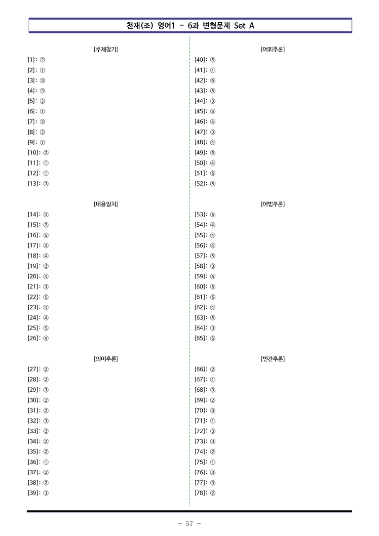 천재(조) 영어1 - 6과 변형문제 Set A (130제) by 이쌤문제은행_preview_57