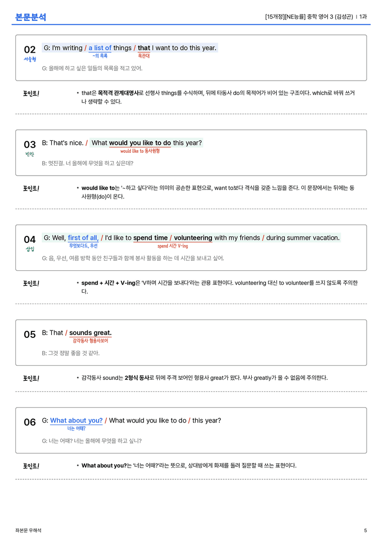 [NE능률] 중학 영어 3 (김성곤) 1과 본문분석_preview_5