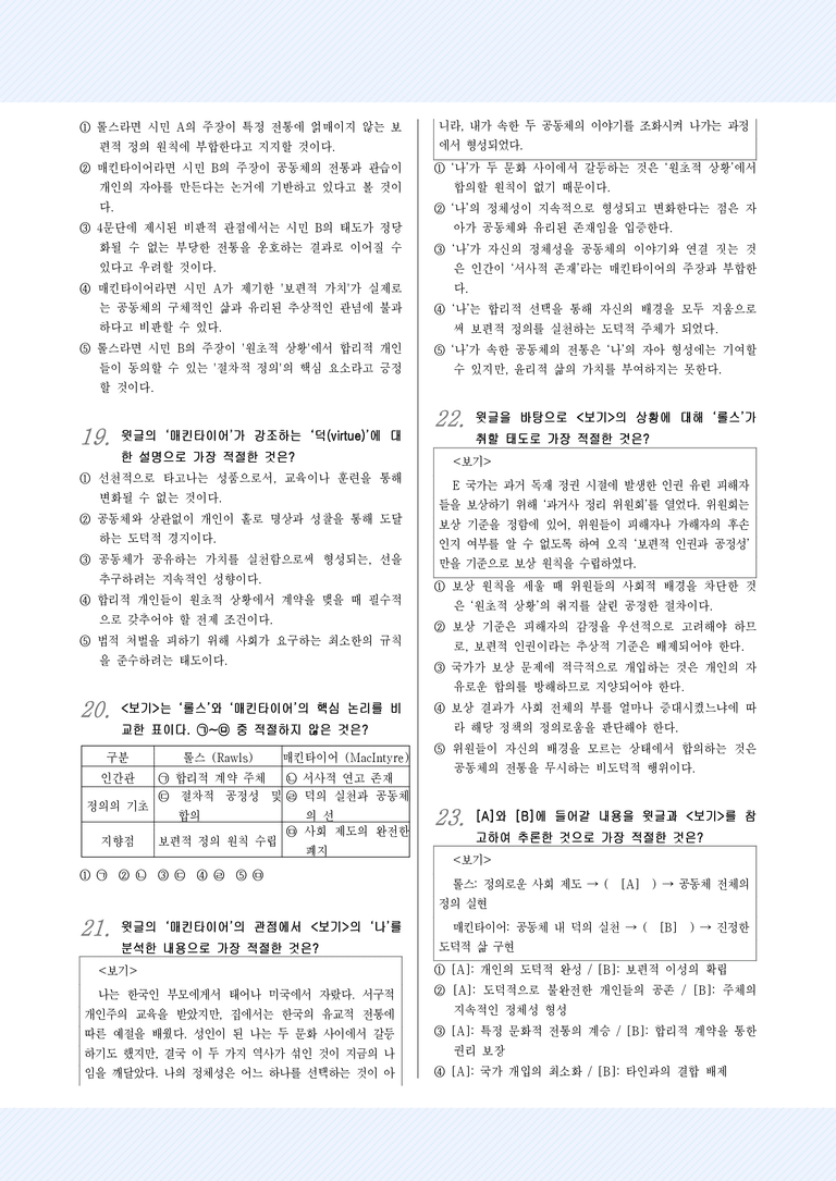 [2027 수능특강 독서] 교과서 개념_2강_롤스와 메킨타이어의 정의관_변형문제_preview_5