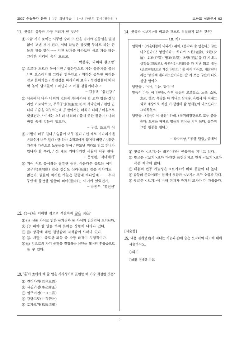 [2027 수능특강 문학] 개념학습 08 카인의 후예_고난도 심화문제02_preview_5
