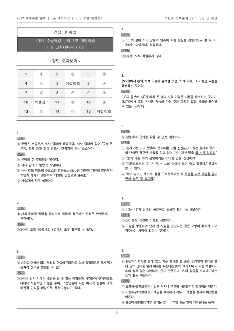 [2027 수능특강 문학] 개념학습 09 고향_고난도 심화문제02_preview_5