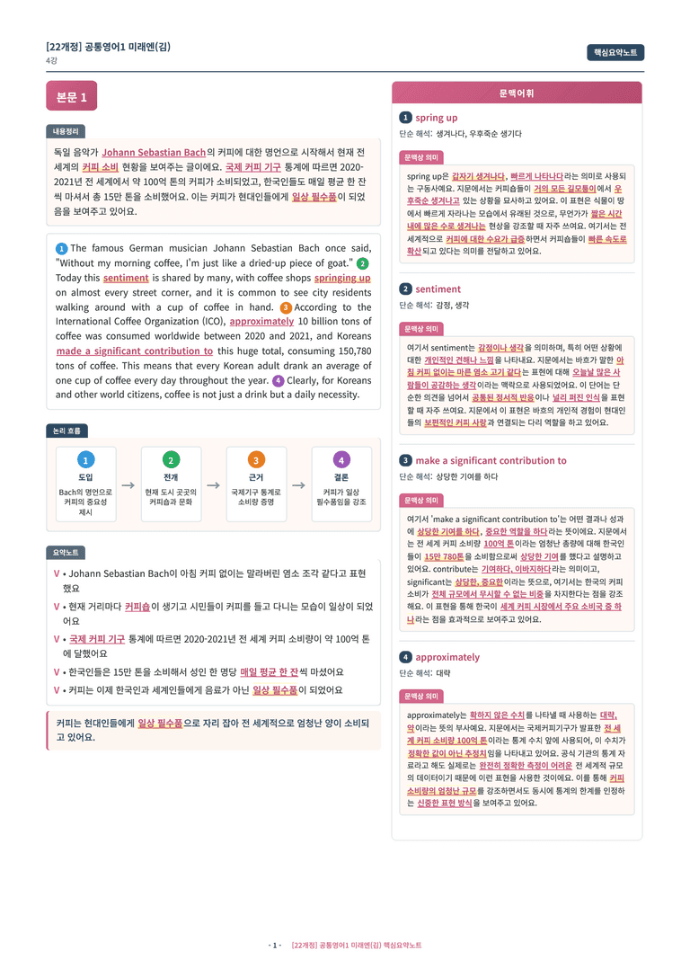 🩷[공통1] [핵심요약] 미래엔(김) 4과🩷 by 대치동 시크릿_preview_1