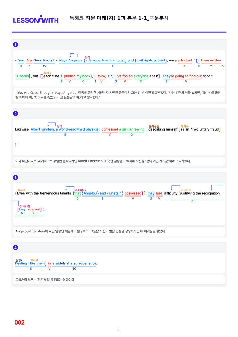 독해와 작문-미래 김대진 1,2,3,4,5,6과 구문분석 by 최상위영어_preview_2