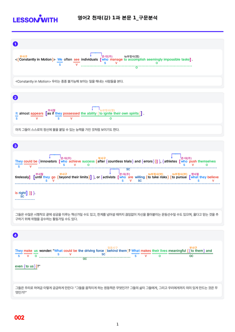 영어2-천재 강상구 1,2,3,4,5과 구문분석 by 최상위영어_preview_2