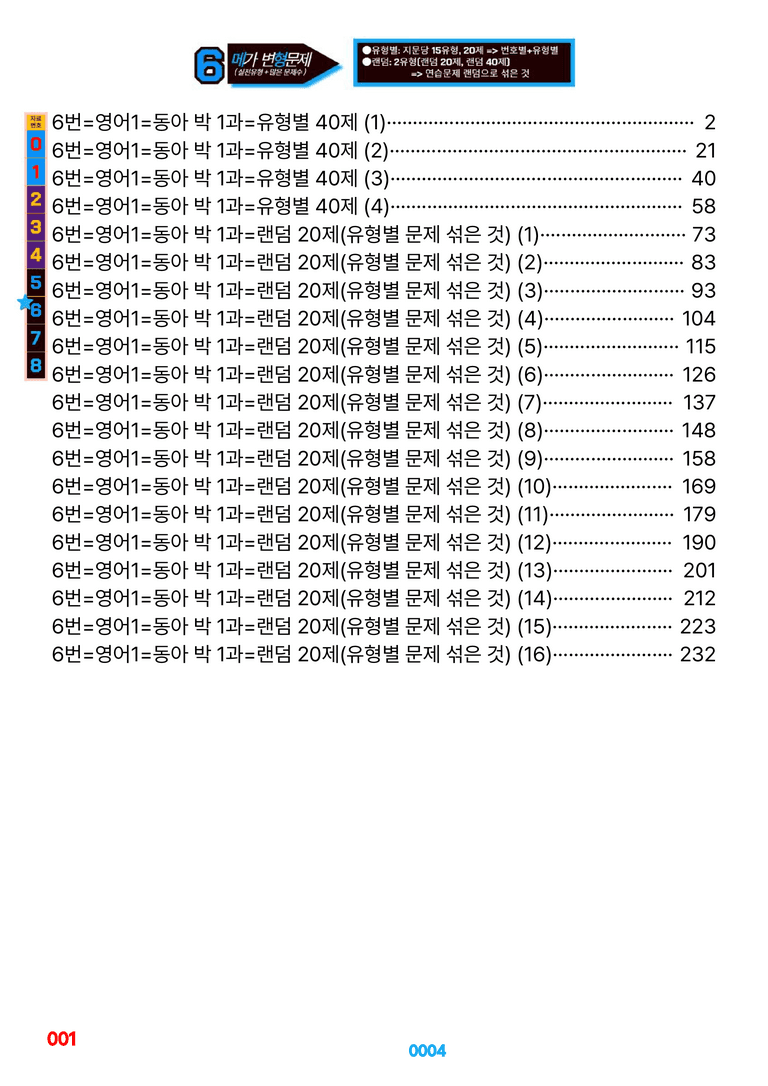 영어1-동아 박 1~6과=6번 메가변형문제 1080제(40%할인) by 최상위영어_preview_4