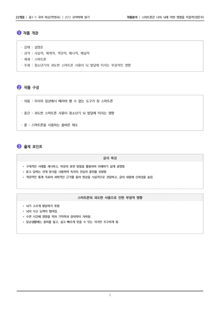 [22개정] 중1-1 비상(박현) 2(1) 요약하며 읽기_작품 분석 1_preview_5