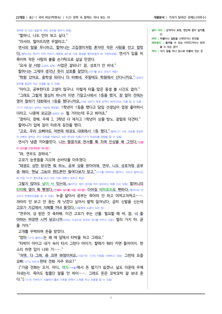 [22개정] 중2-1 비상(박현) 1(2) 문학 속 말하는 이나 보는 이_작품분석 1_preview_5