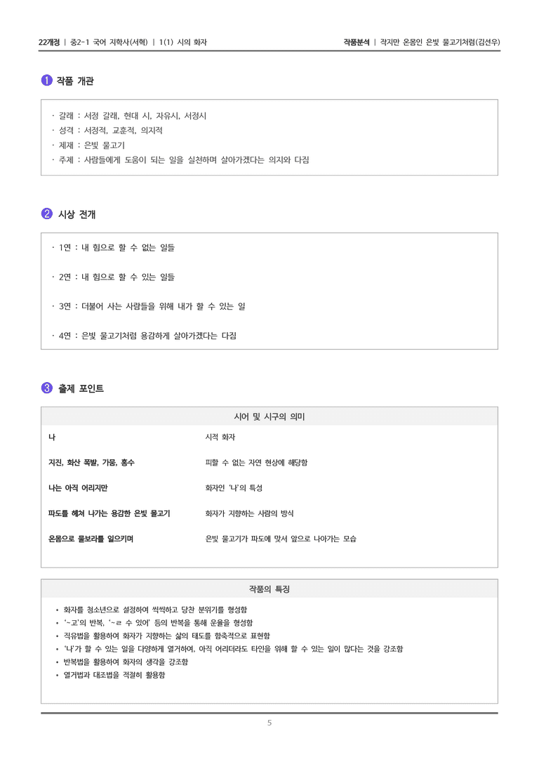 [22개정] 중2-1 지학사(서혁) 1(1) 시의 화자_작품분석 1_preview_5