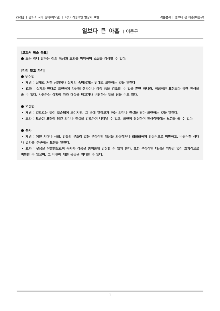 [22개정] 중2-1 창비(이) 4(1) 개성적인 발상과 표현_작품분석 2_preview_1