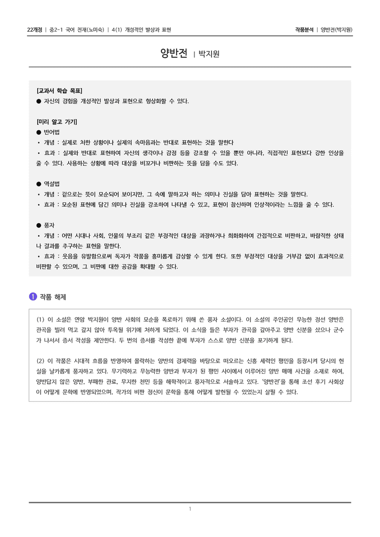 [22개정] 중2-1 천재(노) 4(1) 개성적인 발상과 표현_작품분석 3_preview_1