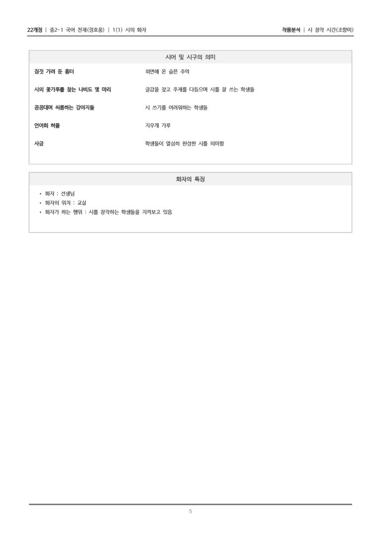 [22개정] 중2-1 천재(정) 1(1) 시의 화자_작품분석 2_preview_5
