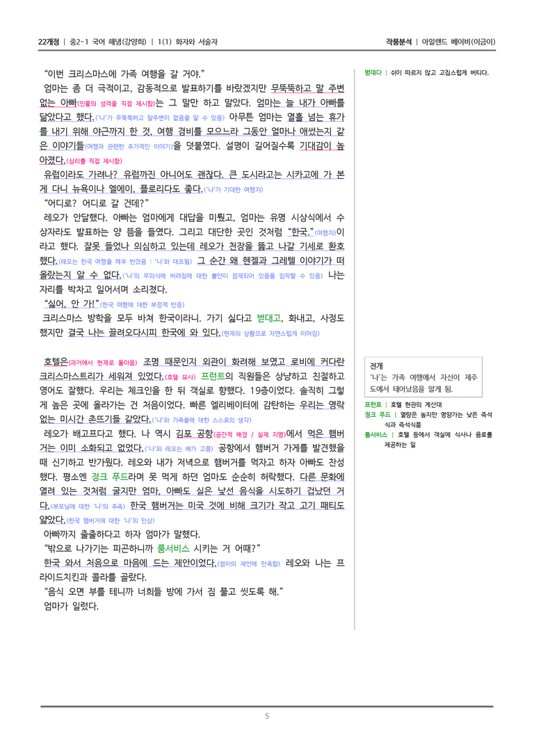 [22개정] 중2-1 해냄(강) 1(1) 화자와 서술자_작품분석 2_preview_5