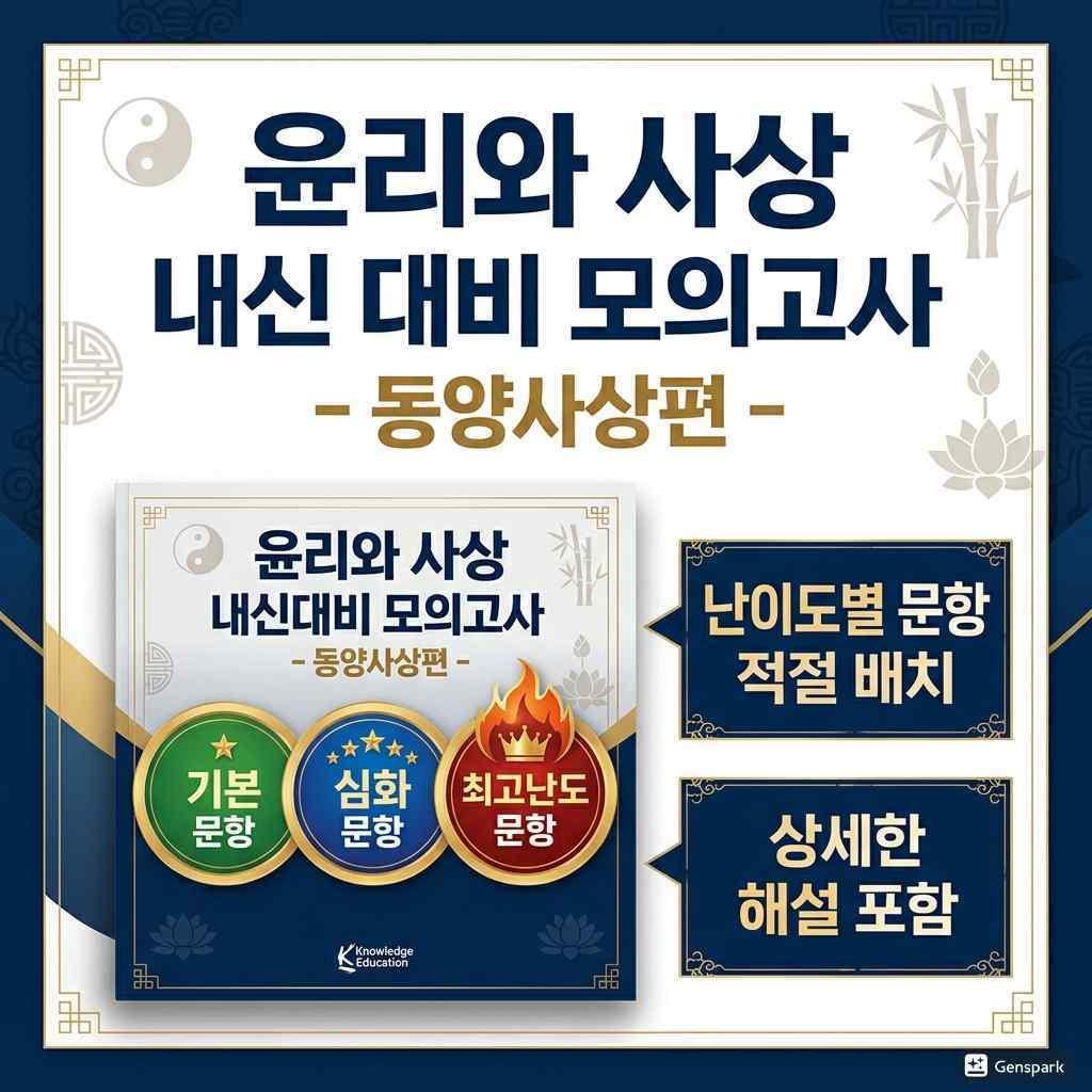 윤리와 사상 내신대비 동양사상 모의고사 1회 (기본심화최고난도)해설포함_promotion