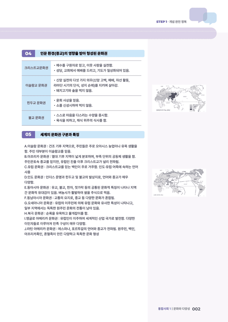 4-1 세계의 다양한 문화권 | STEP1 개념확인문제_preview_2