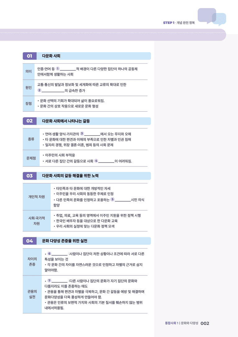 4-4 다문화 사회와 문화적 다양성 존중 | STEP1 개념확인문제_preview_2