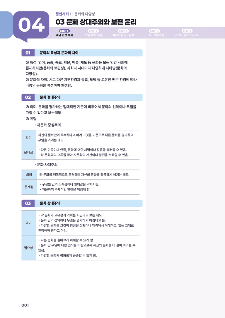 4-3 문화 상대주의와 보편 윤리 | STEP1 개념확인문제_preview_1