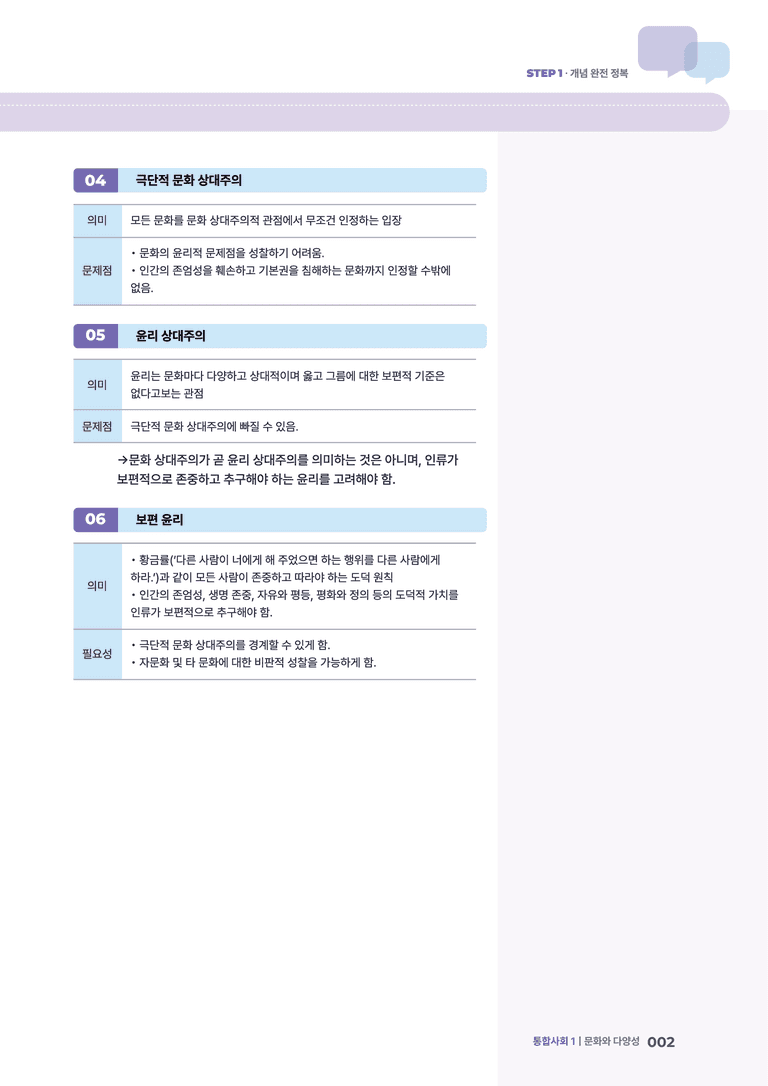 4-3 문화 상대주의와 보편 윤리 | STEP1 개념확인문제_preview_2