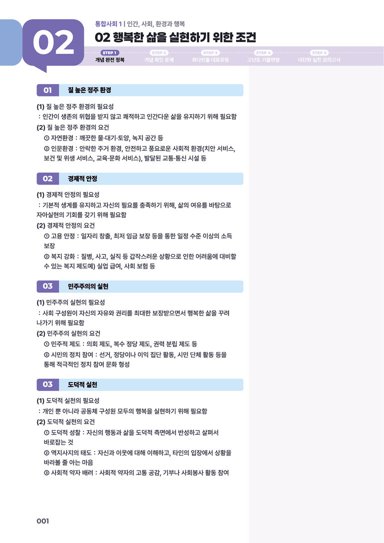 2-2 행복한 삶을 실현하기 위한 조건 | STEP1 개념확인문제_preview_1