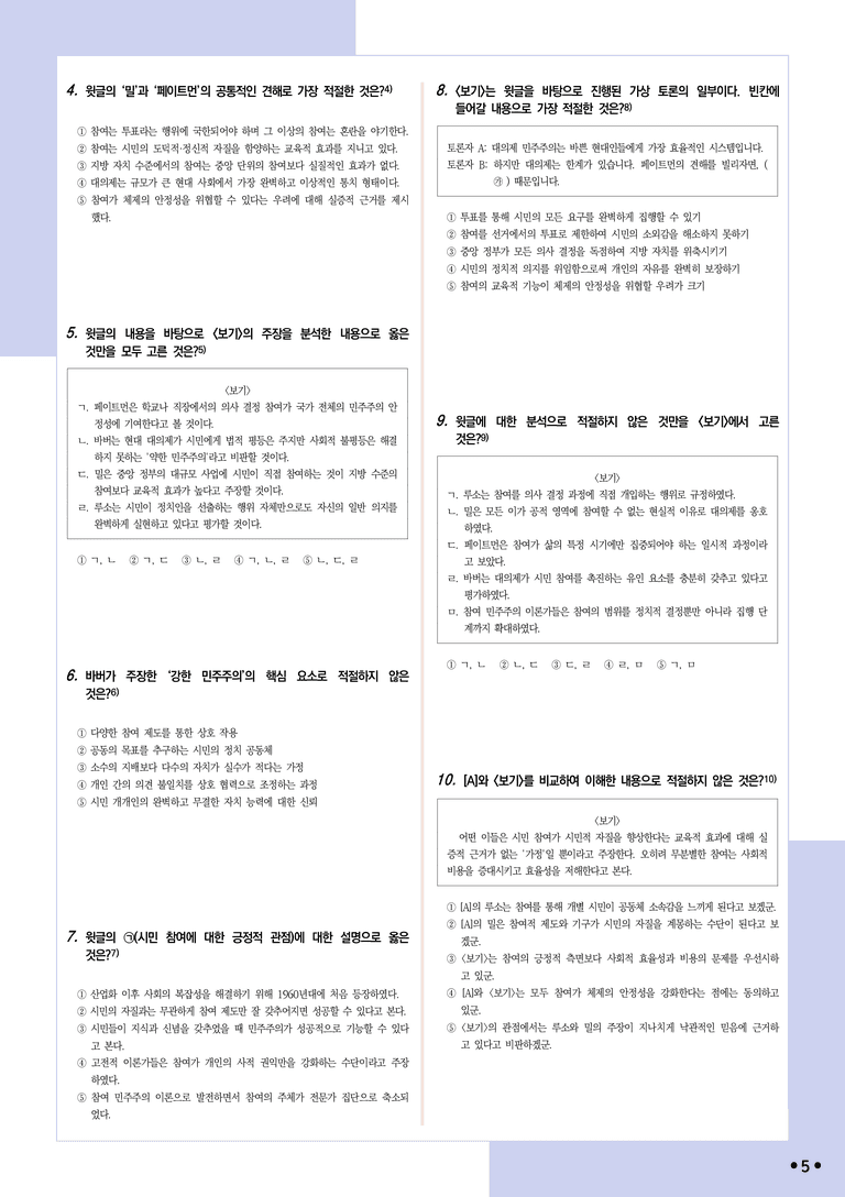 [2027 수능특강 독서] 적용학습 사회문화 09 시민 참여에 대한 견해_분석+문제_preview_5