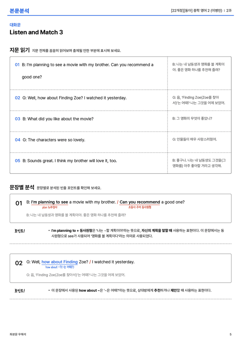 [동아] 중학 영어 2 (이병민) 2과 본문분석_preview_5