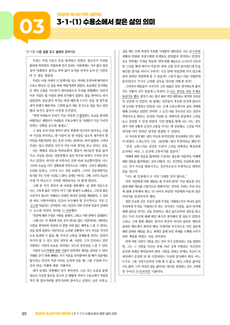 3-1 인문·예술 분야의 글_수용소에서 찾은 삶의 의미_기출 적중 문제01_preview_1