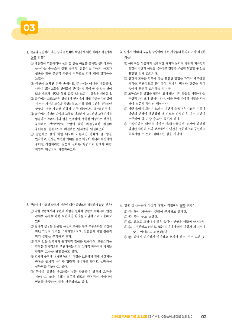 3-1 인문·예술 분야의 글_수용소에서 찾은 삶의 의미_기출 적중 문제01_preview_2