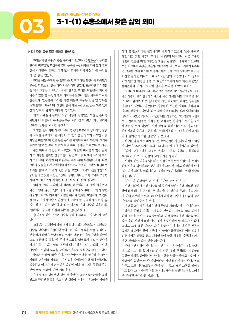 3-1 인문·예술 분야의 글_수용소에서 찾은 삶의 의미_기출 적중 문제02_preview_1