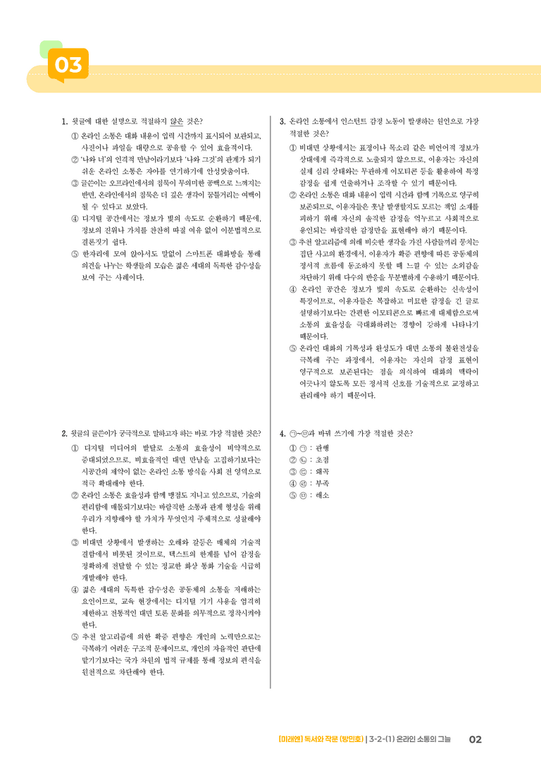 사회·문화 분야의 글_온라인 소통의 그늘_기출 적중 문제01_preview_2