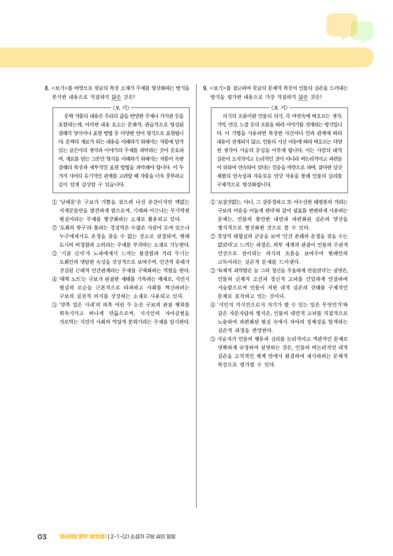 2-1 문학의 내용과 형식_소설가 구보 씨의 일일_기출 적중 문제02_preview_3