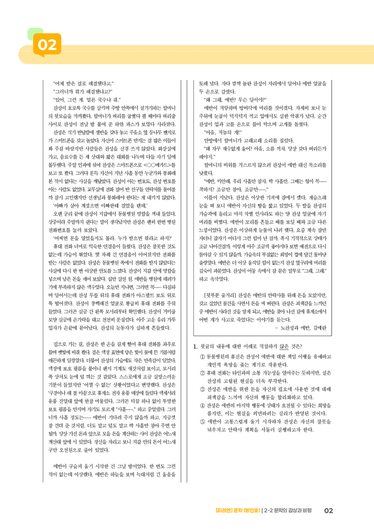 2-2 문학의 감상과 비평_노찬성과 에반_기출 적중 문제01_preview_2
