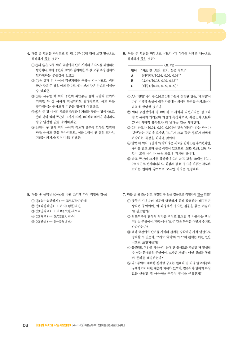 과학·기술 분야의 글_워드투벡, 언어를 숫자로 바꾸다_기출 적중 문제02_preview_3