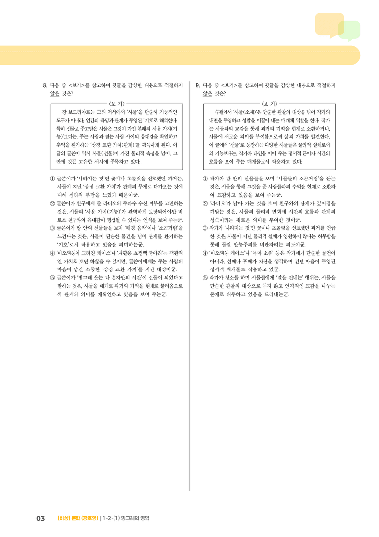 1-2 문학의 인식적 · 윤리적 기능_빙그레의 영역_기출 적중 문제01_preview_3