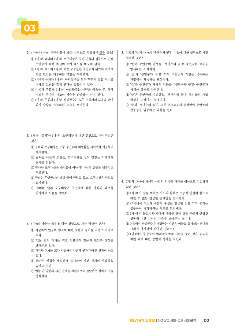 3-2 상고 시대~고려 시대 문학_실전 모의고사02_preview_2