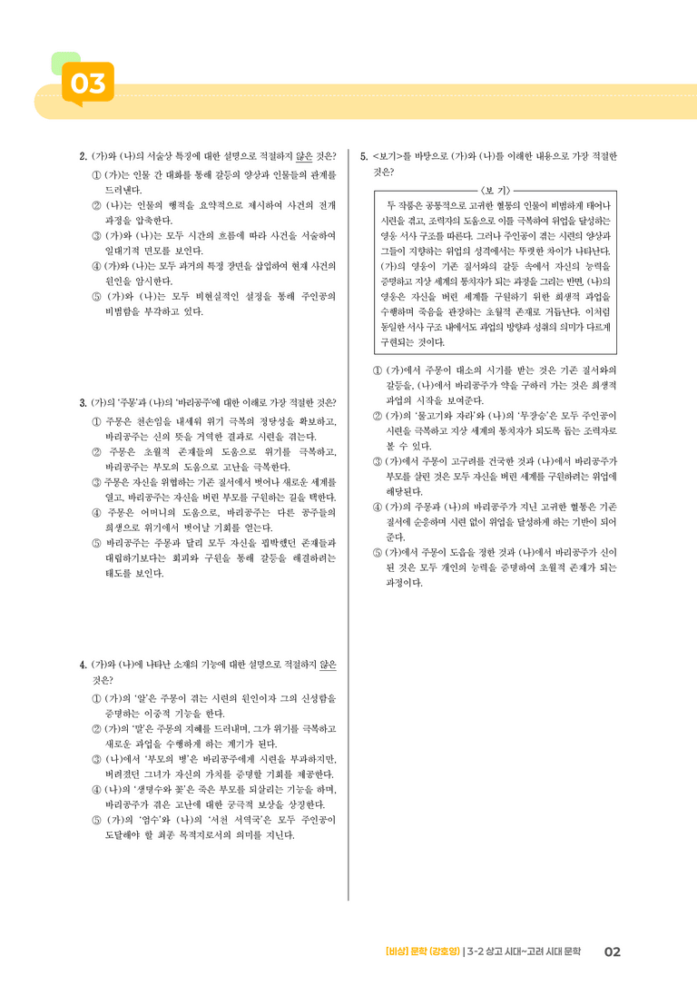 3-2 상고 시대~고려 시대 문학_실전 모의고사03_preview_2