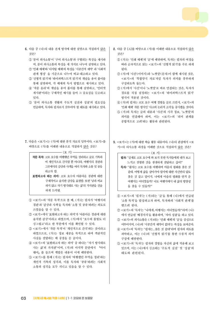 1-1 독서와 작문의 이해_코모에 뜬 보름달_기출 적중 문제01_preview_3