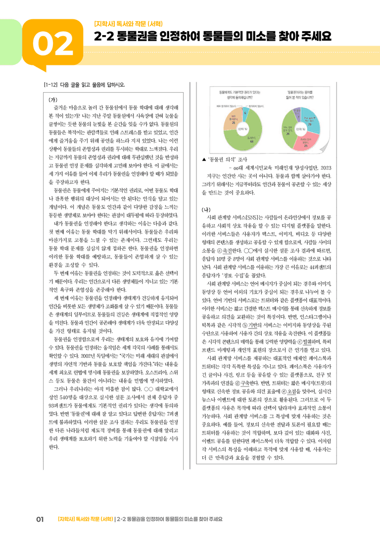 2-2 동물권을 인정하여 동물들의 미소를 찾아 주세요_기출 적중 문제01_preview_1