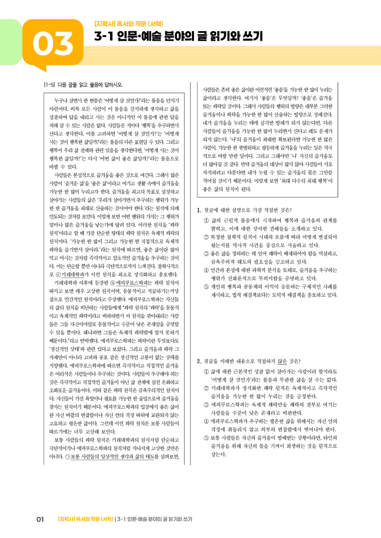3-1 인문·예술 분야의 글 읽기와 쓰기_고난도 심화문제_preview_1