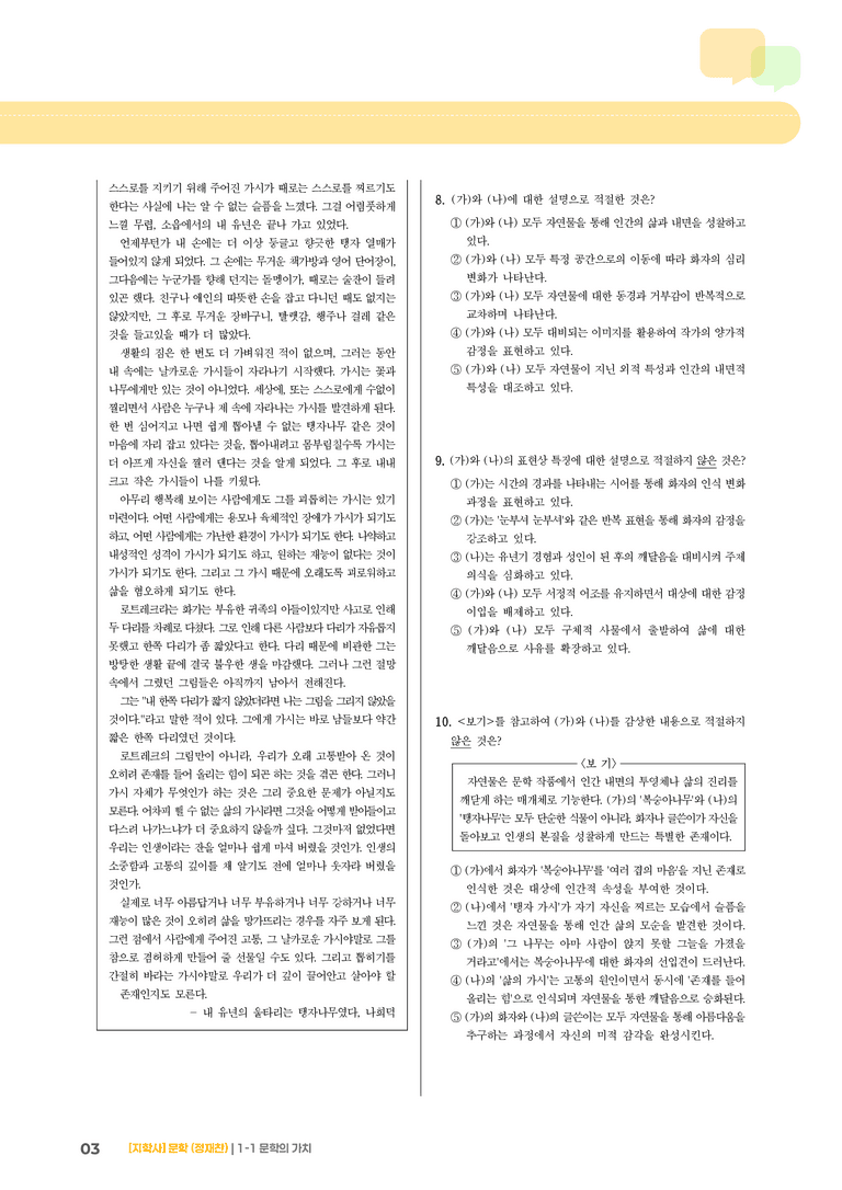 1-1 문학의 가치_그 복숭아나무 곁으로_기출 적중 문제03_preview_3